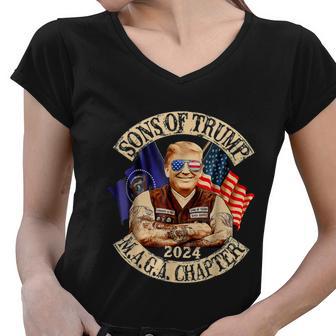 Sons Of Trump Maga Chapter 2024 4Th July Women V-Neck T-Shirt - Monsterry CA