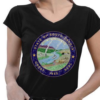 South Dakota Seal Tshirt Women V-Neck T-Shirt - Monsterry UK