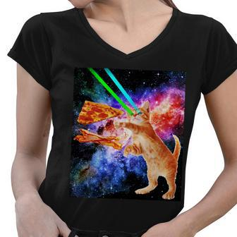 Space Hunger Flying Cat Pizza Bacon1 Tshirt Women V-Neck T-Shirt - Monsterry AU
