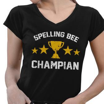 Spelling Bee Champian Funny Women V-Neck T-Shirt - Monsterry DE
