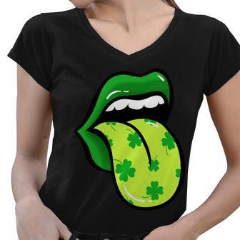 St Patricks Day Irish Lips Tshirt Women V-Neck T-Shirt - Monsterry DE