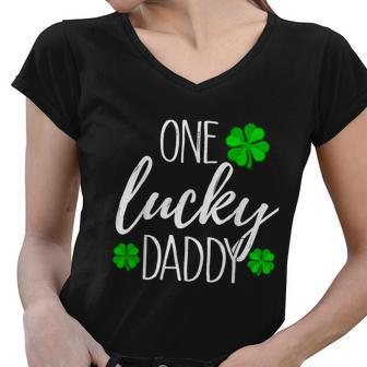 St Patricks Day One Lucky Dad Tshirt Women V-Neck T-Shirt - Monsterry