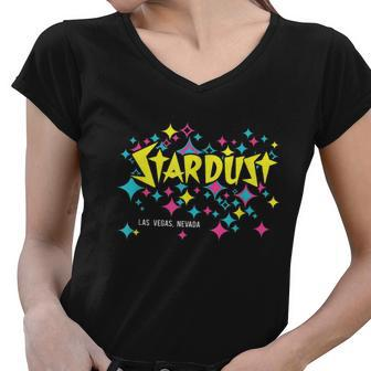Stardust Hotel Casino Vintage Sign Retro Las Vegas Women V-Neck T-Shirt - Monsterry CA