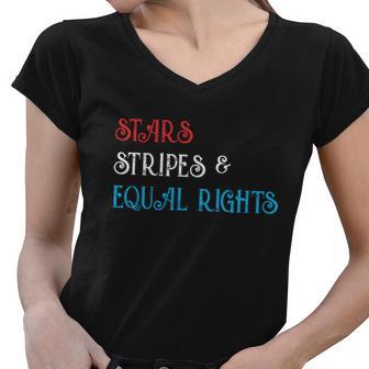 Stars Stripes And Equal Rights Pro Roe Pro Choice Women V-Neck T-Shirt - Monsterry