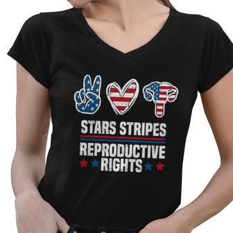 Stars Stripes And Reproductive Rights 4Th Of July Equal Rights Gift Women V-Neck T-Shirt - Monsterry DE