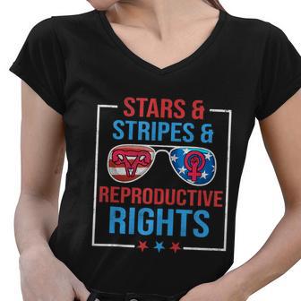 Stars Stripes And Reproductive Rights 4Th Of July Girl Women V-Neck T-Shirt - Monsterry DE