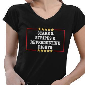 Stars Stripes Reproductive Rights American Flag 4Th Of July Gift Women V-Neck T-Shirt - Monsterry DE