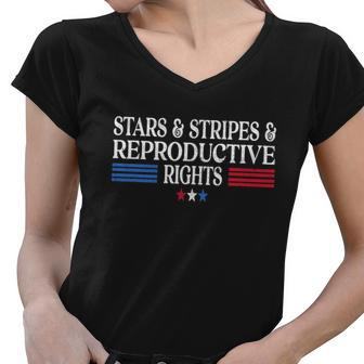 Stars Stripes Reproductive Rights Patriotic 4Th Of July Great Gift Women V-Neck T-Shirt - Monsterry