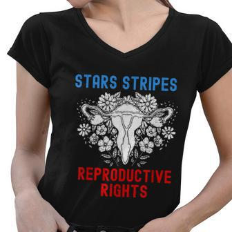 Stars Stripes Reproductive Rights Patriotic 4Th Of July V4 Women V-Neck T-Shirt - Monsterry