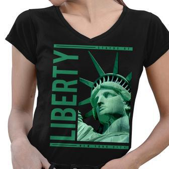 Statue Of Liberty Women V-Neck T-Shirt - Monsterry