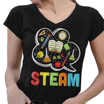 Steam Teacher And Student Back To School Stem Tee Women V-Neck T-Shirt - Seseable