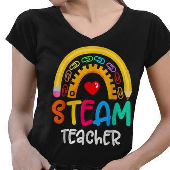 Steam Teacher Squad Team Crew Back To School Stem Special Women V-Neck T-Shirt - Seseable