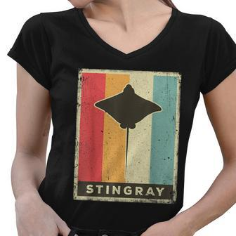 Stingray Lover Vintage Retro Poster Animal Tshirt Women V-Neck T-Shirt - Monsterry CA