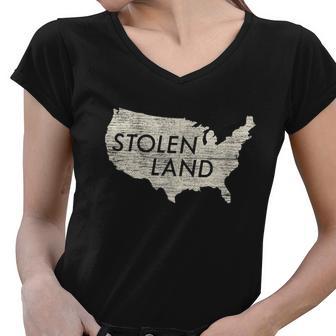 Stolen Land Native American Indigenous Tshirt Women V-Neck T-Shirt - Monsterry