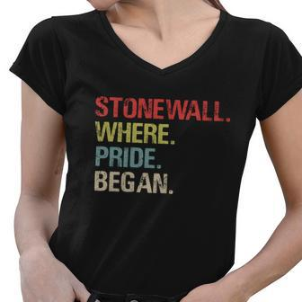 Stonewall Where Pride Began Lgbt Gay Lesbian Pride Women V-Neck T-Shirt - Monsterry CA