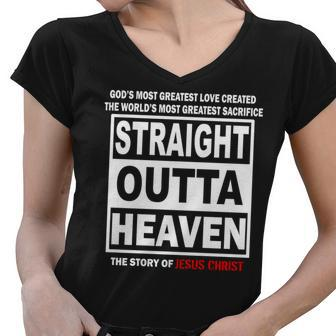 Straight Outta Heaven Women V-Neck T-Shirt - Monsterry CA