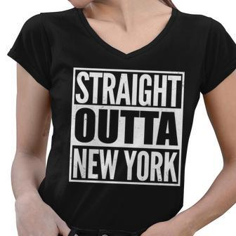 Straight Outta New York Women V-Neck T-Shirt - Monsterry AU