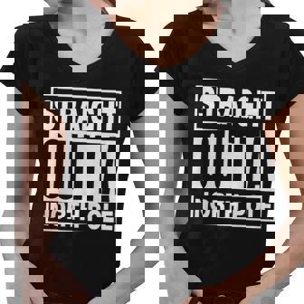 Straight Outta North Pole Graphic Design Printed Casual Daily Basic Women V-Neck T-Shirt - Thegiftio