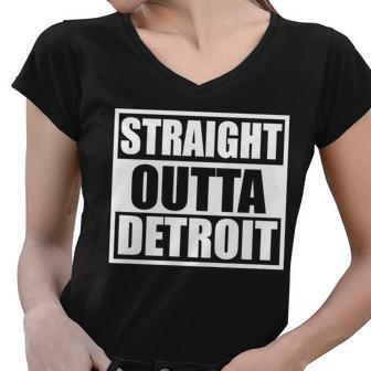 Striaght Outta Detroit Michigan Tshirt Women V-Neck T-Shirt - Monsterry DE