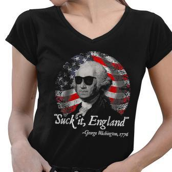 Suck It England Funny 4Th Of July George Washington Women V-Neck T-Shirt - Monsterry CA