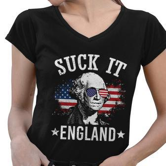 Suck It England Shirt Funny 4Th Of July George Washington Women V-Neck T-Shirt - Monsterry DE