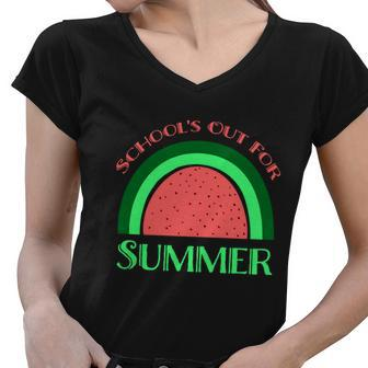 Summer Break 2022 Retro Summer Break Schools Out For Summer Gift Women V-Neck T-Shirt - Monsterry AU