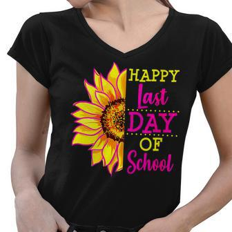 Sunflower Last Day Of School Teacher Gift End Year Preschool Women V-Neck T-Shirt - Seseable