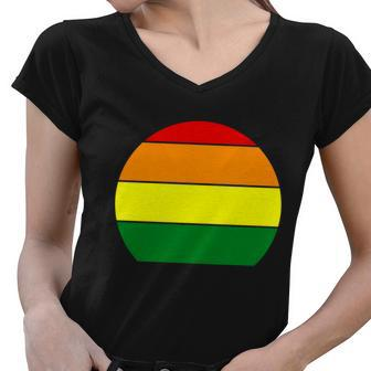 Sunset Lgbt Gay Pride Lesbian Bisexual Ally Quote V2 Women V-Neck T-Shirt - Monsterry