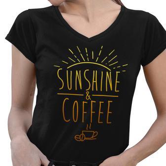 Sunshine And Coffee Women V-Neck T-Shirt - Monsterry