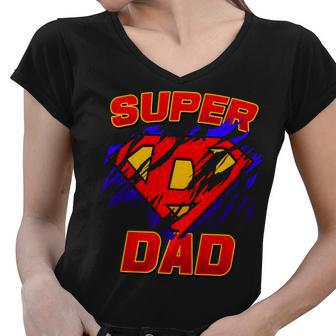 Super Dad Ripped Logo Tshirt Women V-Neck T-Shirt - Monsterry UK
