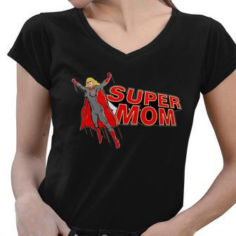 Super Mom Figure T-Shirt Graphic Design Printed Casual Daily Basic Women V-Neck T-Shirt - Thegiftio UK