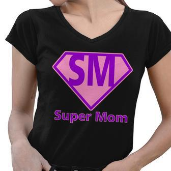 Super Mom Graphic Design Printed Casual Daily Basic Women V-Neck T-Shirt - Thegiftio UK
