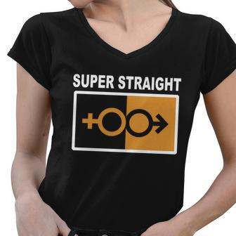 Super Straight Pride Bar Style Women V-Neck T-Shirt - Monsterry CA