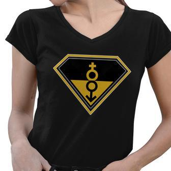 Super Straight Pride Superhero Tshirt Women V-Neck T-Shirt - Monsterry AU