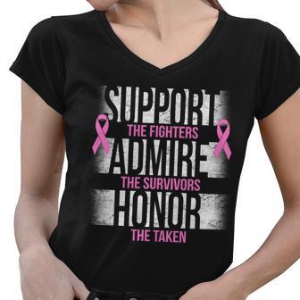 Support Admire Honor Breast Cancer Awareness Women V-Neck T-Shirt - Monsterry AU