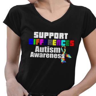 Support Differences Autism Awareness Women V-Neck T-Shirt - Monsterry CA