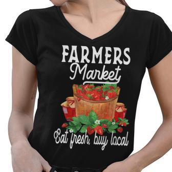 Support Your Local Strawberry Farmers Market Farmers Women V-Neck T-Shirt - Thegiftio UK