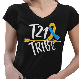 T21 Tribe - Down Syndrome Awareness Tshirt Women V-Neck T-Shirt - Monsterry CA