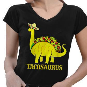 Tacosaurus Cinco De Mayo Funny Taco Dinosaur Gifts Women V-Neck T-Shirt - Thegiftio UK