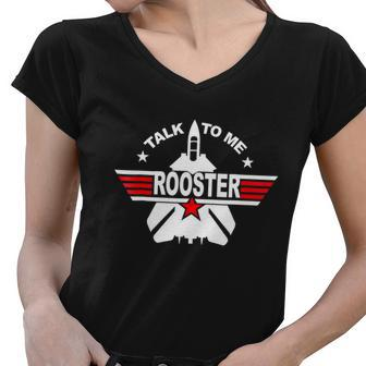 Talk To Me Rooster Funny 80S Talk To Me Rooster Women V-Neck T-Shirt - Monsterry