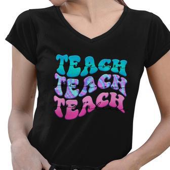 Teach Compassion Teach Kindness Teach Confidence Graphic Shirt Women V-Neck T-Shirt - Monsterry