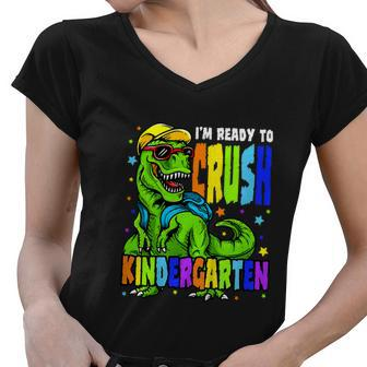 Teacher Crush Preschool Dinosaur Monster Truck Funny Women V-Neck T-Shirt - Monsterry