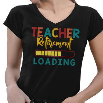 Teacher Retirement Loading - Funny Vintage Retired Teacher Women V-Neck T-Shirt - Seseable
