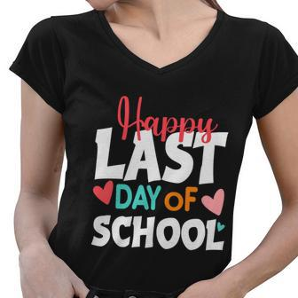 Teachers Kids Graduation Students Happy Last Day Of School Great Gift Women V-Neck T-Shirt - Monsterry DE