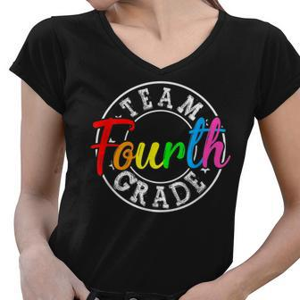 Team 4Th Grade Welcome Back To School Fourth Grade Women V-Neck T-Shirt - Seseable