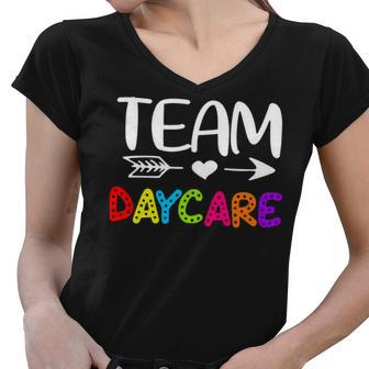 Team Daycare - Daycare Teacher Back To School Women V-Neck T-Shirt - Seseable