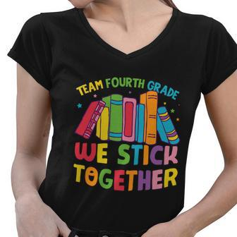 Team Fourth Grade First Day Of School Back To School Women V-Neck T-Shirt - Monsterry