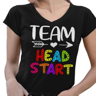 Team Head Start - Head Start Teacher Back To School Women V-Neck T-Shirt - Seseable
