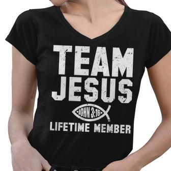 Team Jesus Lifetime Member John 316 Tshirt Women V-Neck T-Shirt - Monsterry