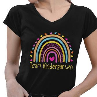 Team Kindergarten Teacher Rainbow Women V-Neck T-Shirt - Monsterry DE